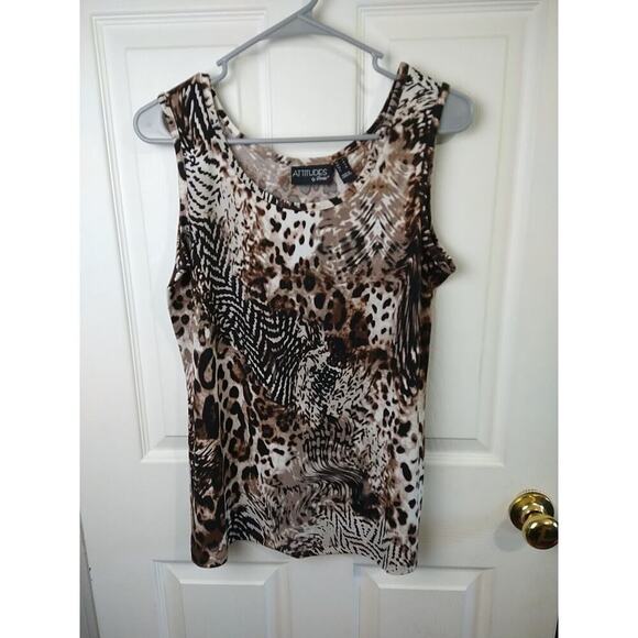 Attitudes By Renee Animal Print Sleeveless Casual Pullover Tank. Size S - Picture 1 of 7